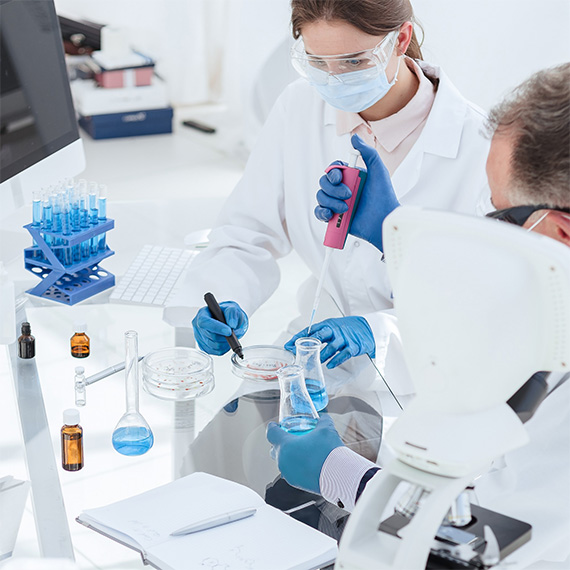 Medical scientists working